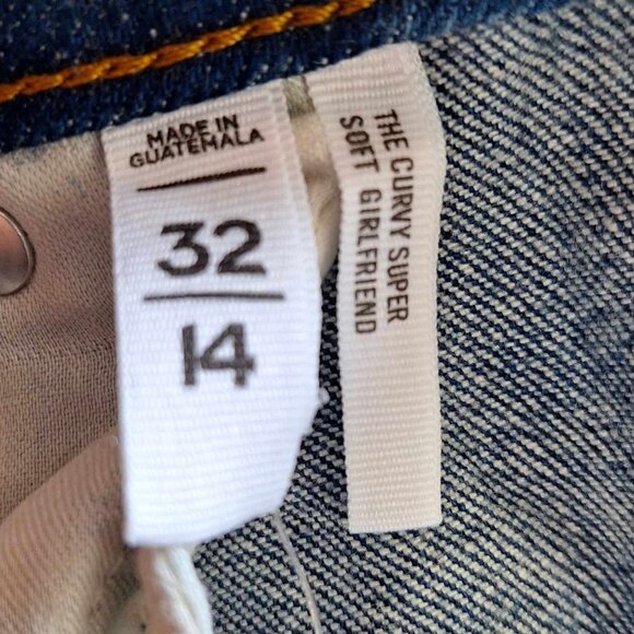 Loft The Girlfriend Mid-Rise Curvy Fit Blue Jeans Size 32/14 - Picture 7 of 11